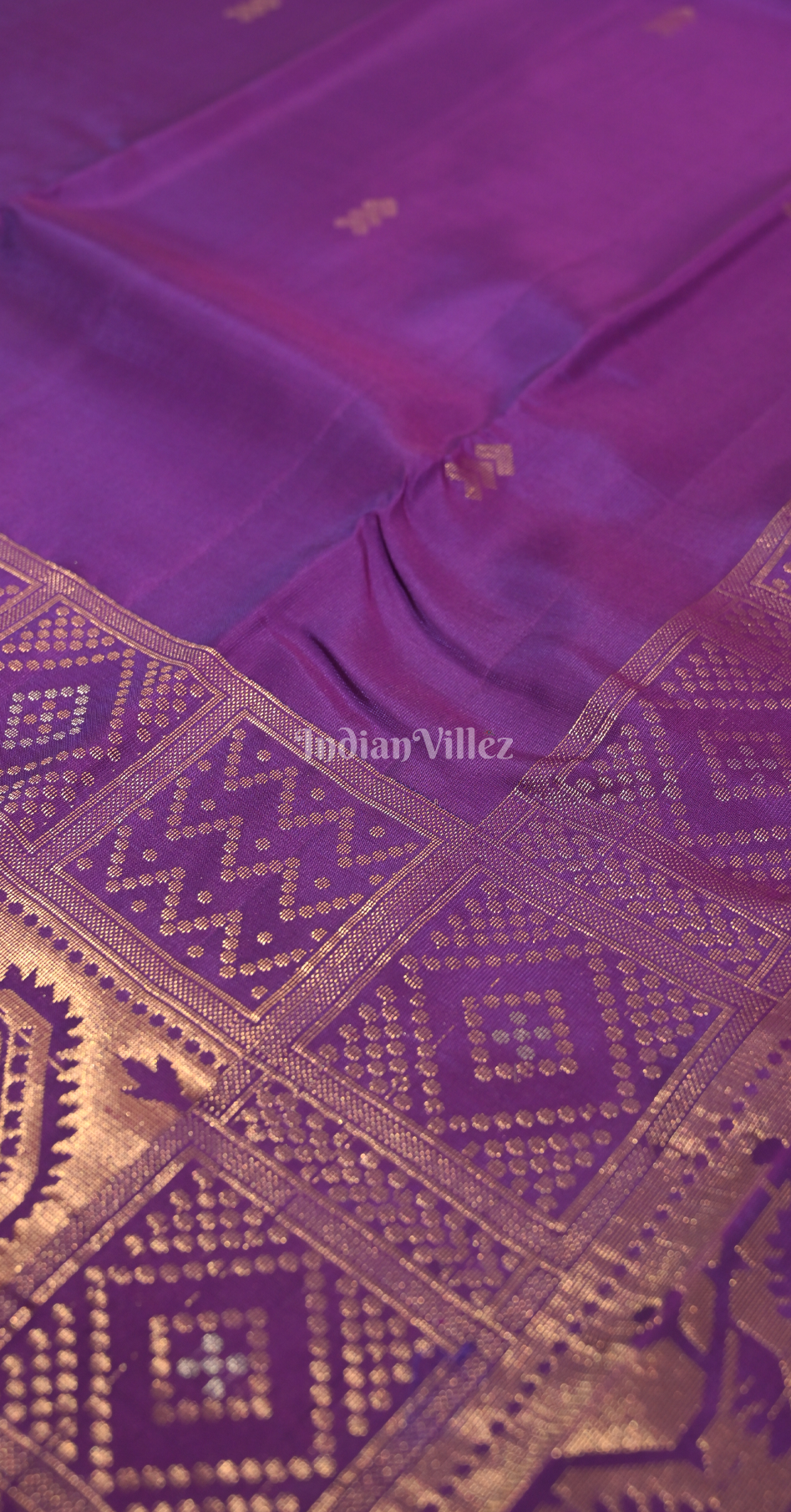 Purple Golden Floral Pure Brocade Kanjivaram Silk Saree 