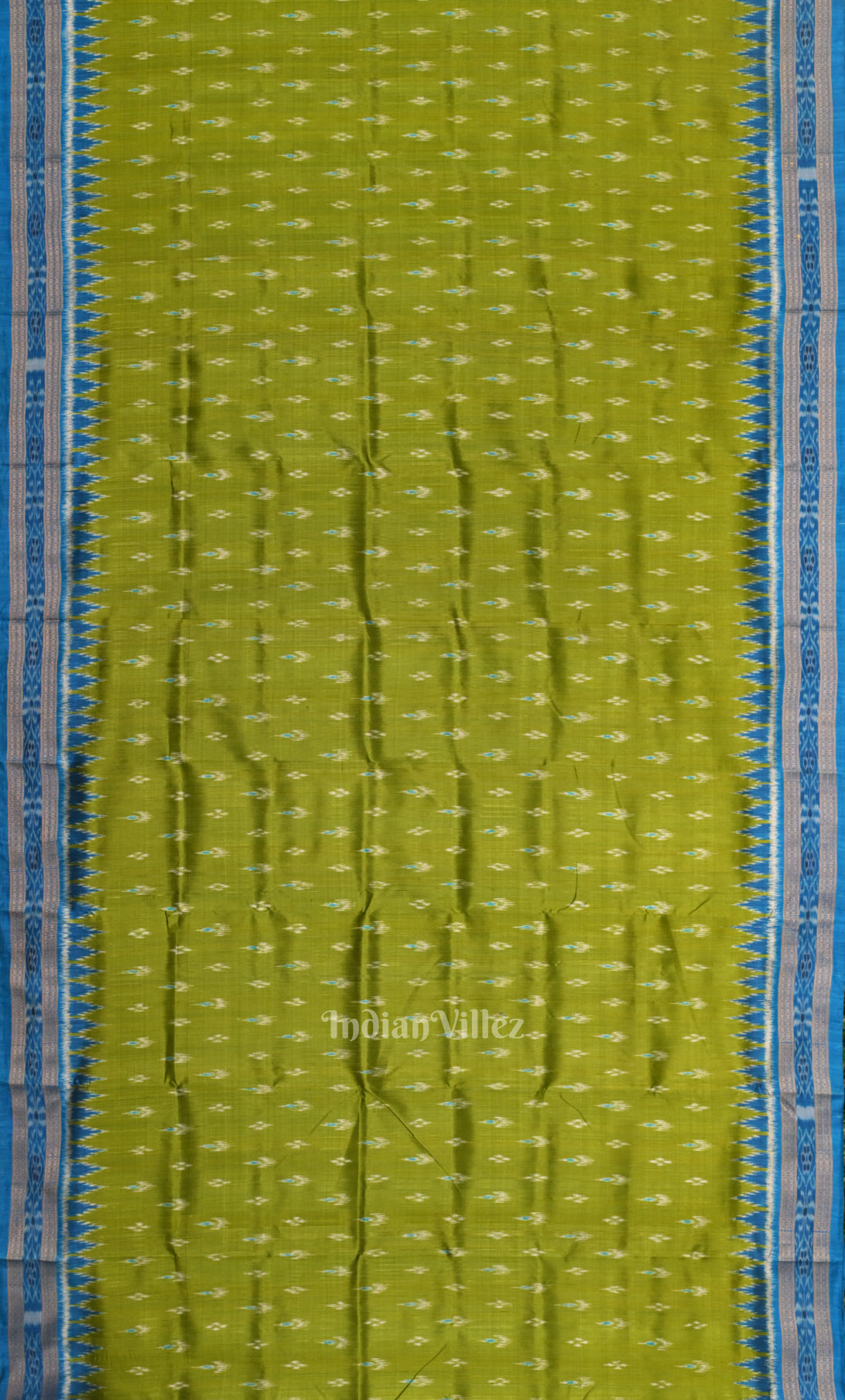 Mehendi Green Blue Mayur Chandrika Odisha Ikat Khandua Silk Saree 