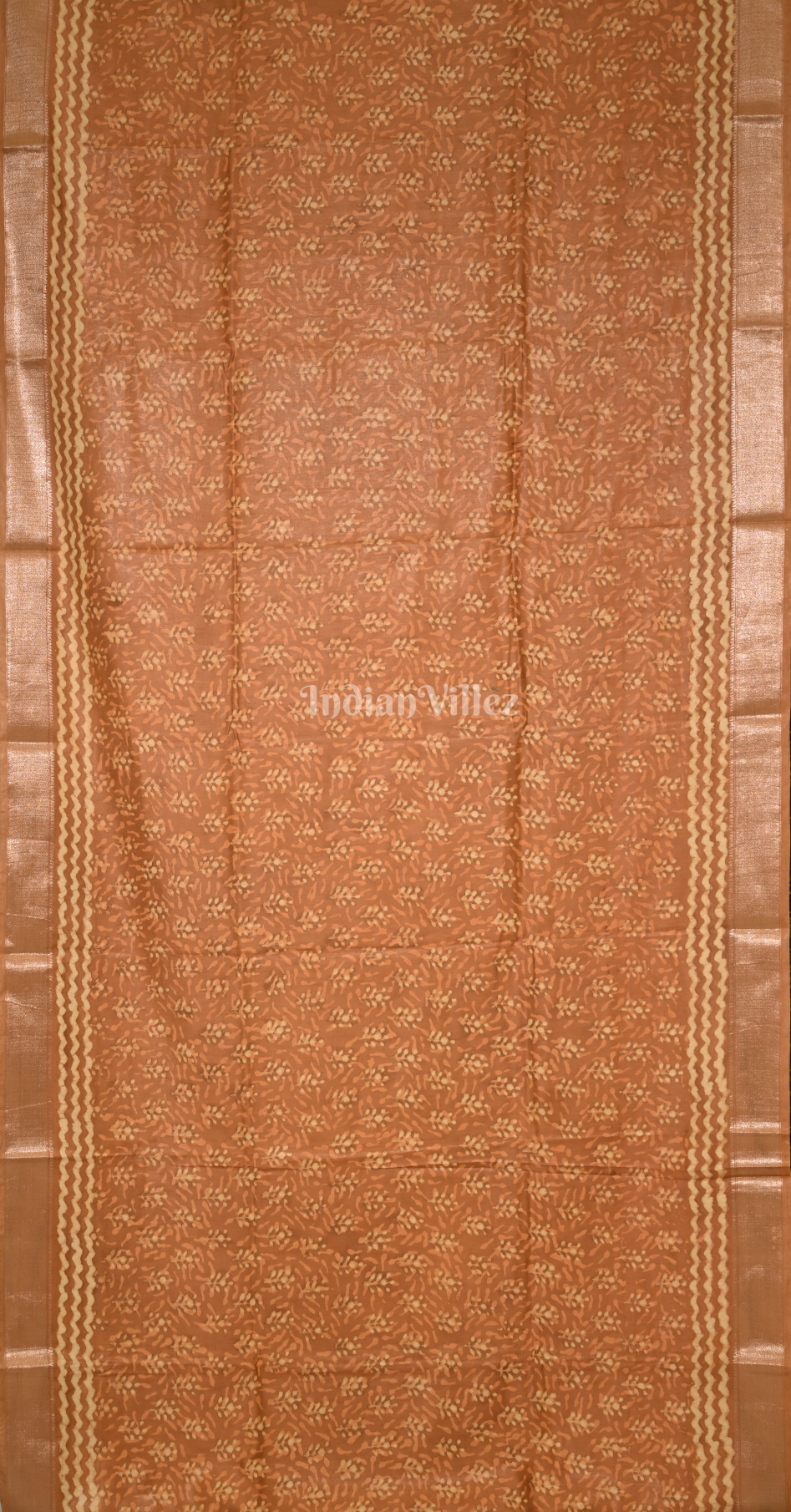 Mustard Yellow Block Printed Dabu Cotton Saree