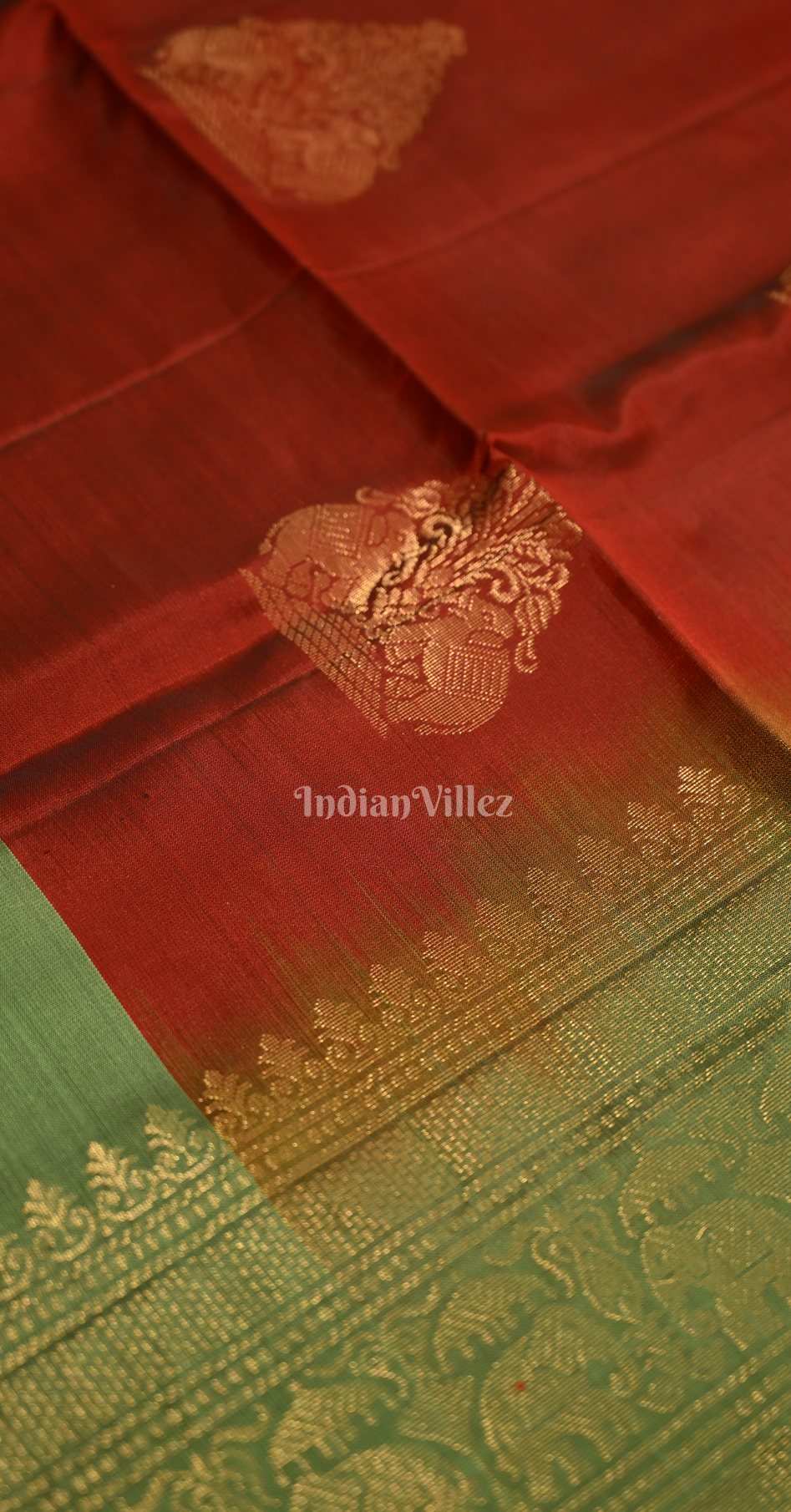 Maroon Mehendi Green Floral Zari Pure Kanjivaram Soft Silk Saree