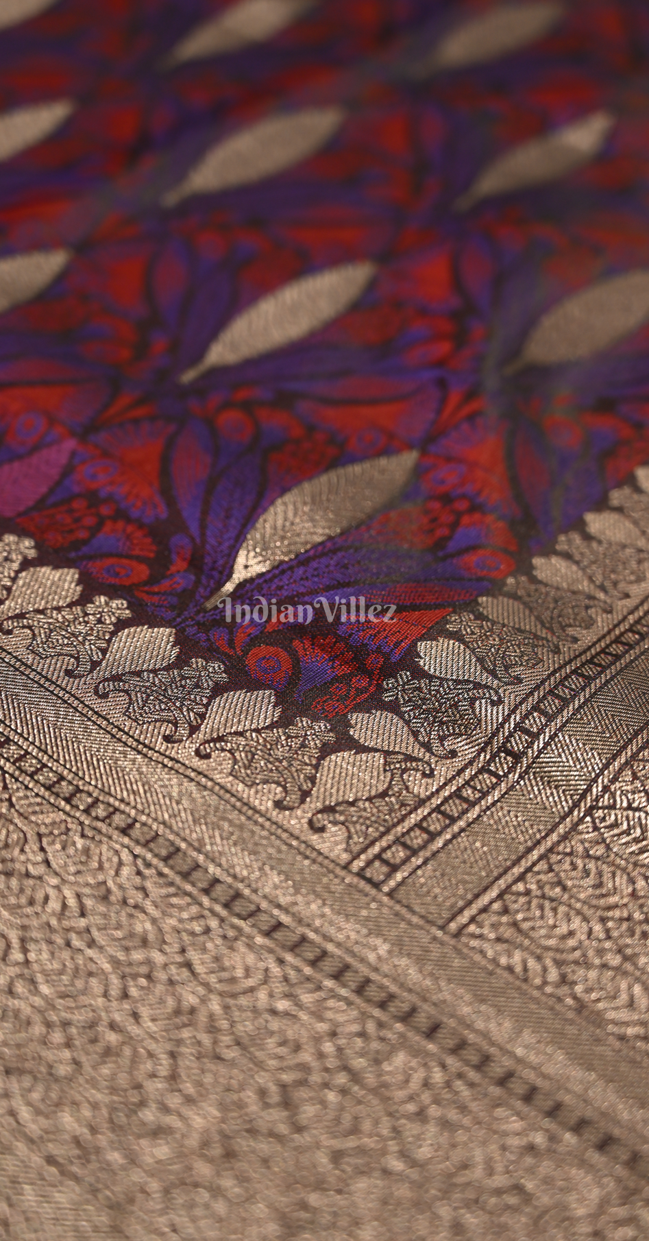 Purple Zari Banarasi Satin Silk Saree