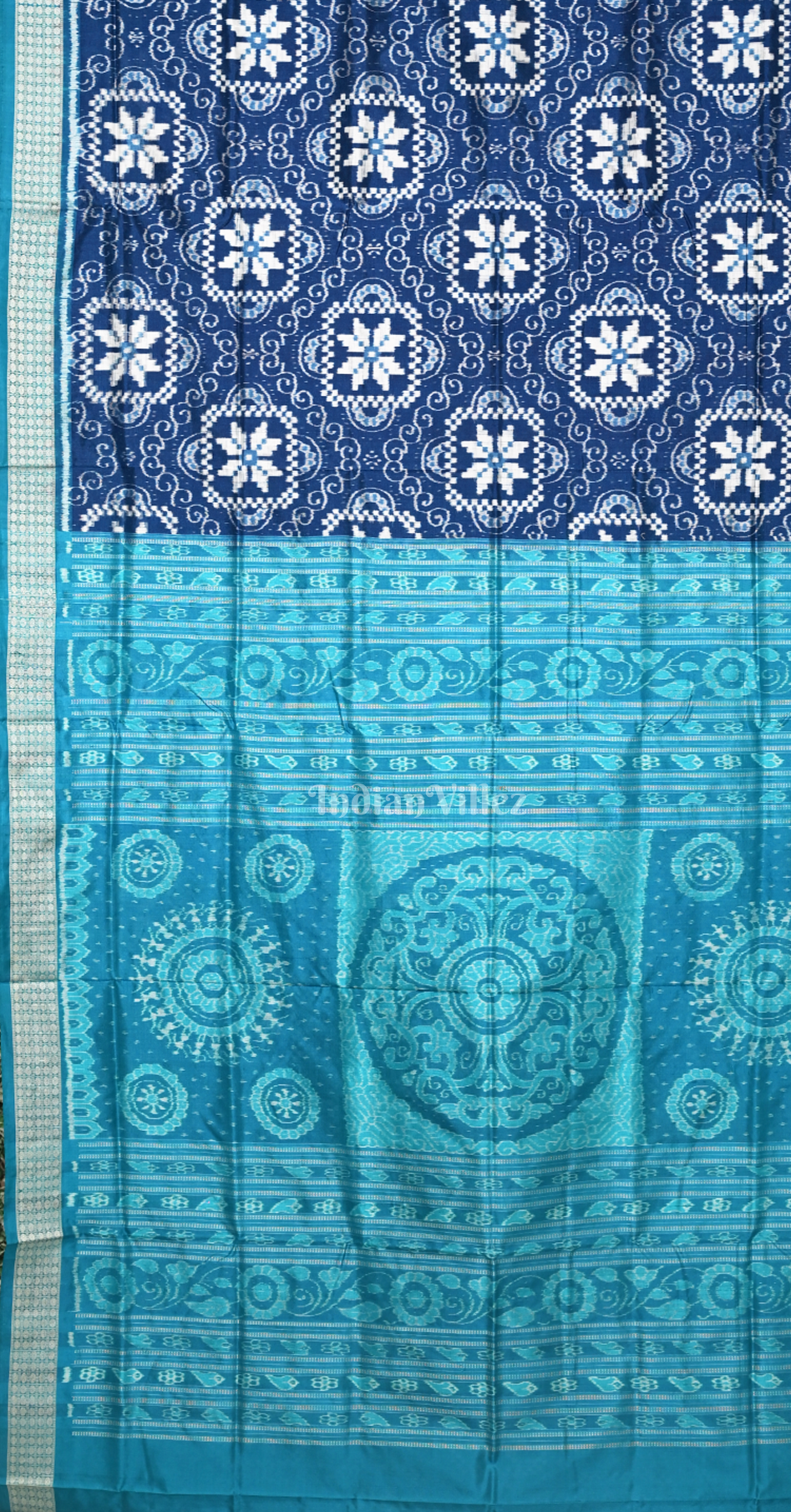Blue Telia Rumal Odisha Ikat Sambalpuri Silk Saree 