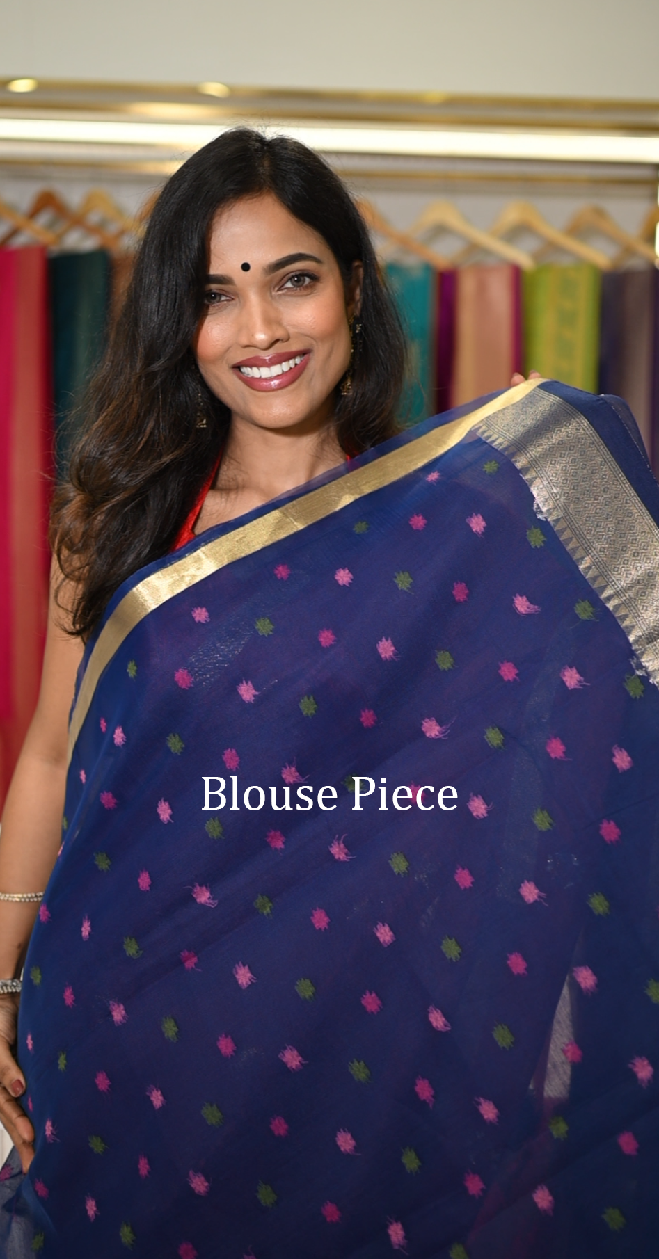 Bottle Green Linen Saree with Red Floral Pallu