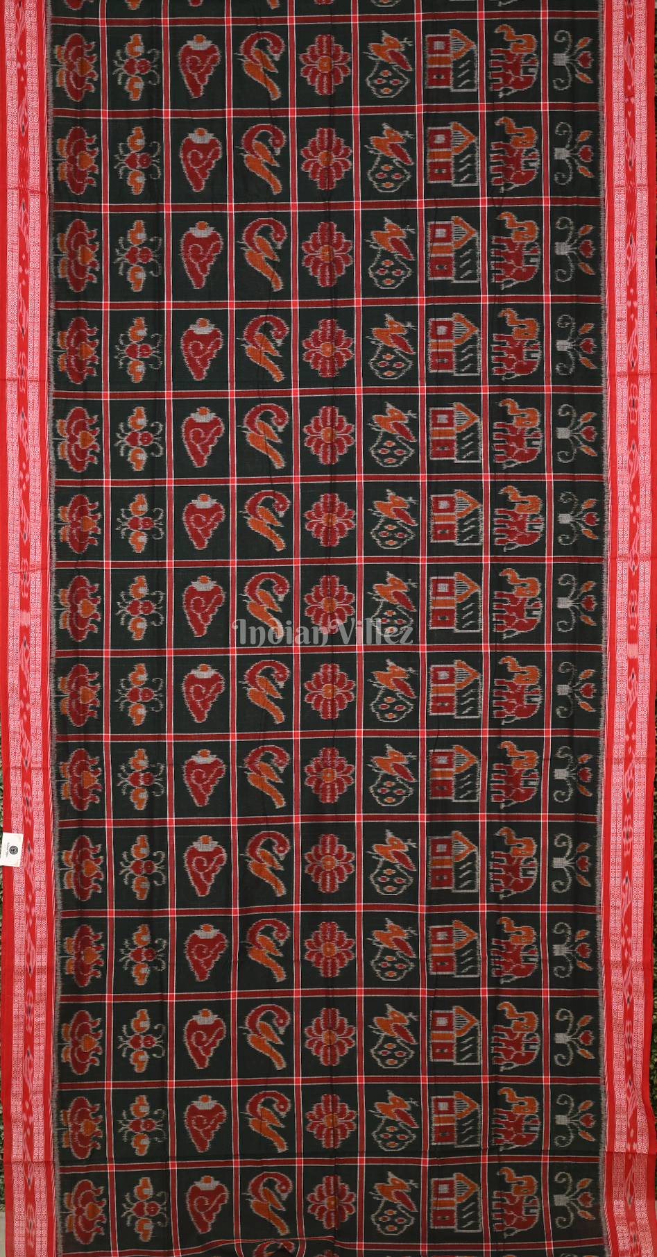 Bottle Green Maroon Nabakothi Odisha Ikat Sambalpuri Cotton Saree