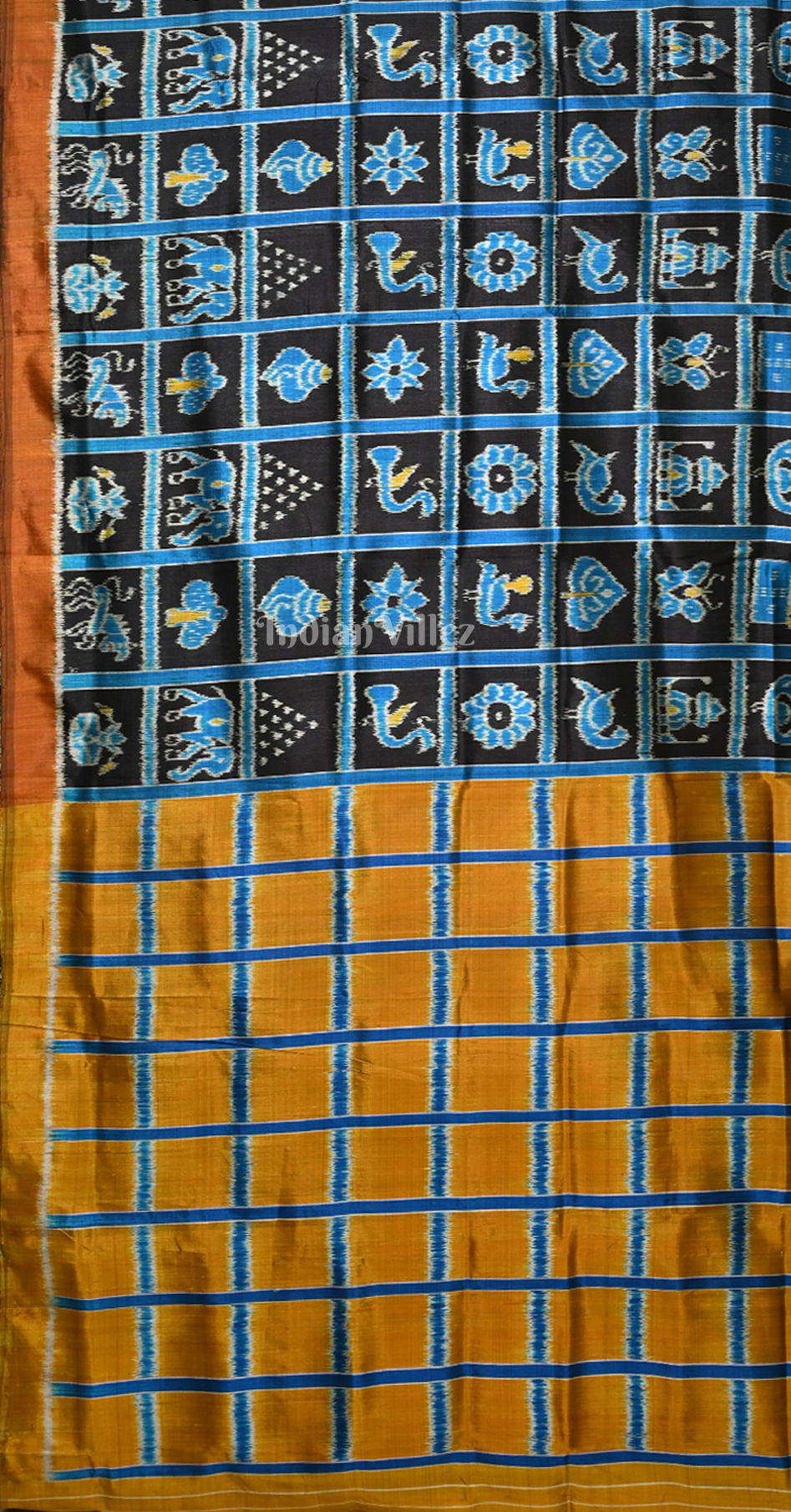 Black Mustard Yellow Nabakothi Contemporary Silk Saree