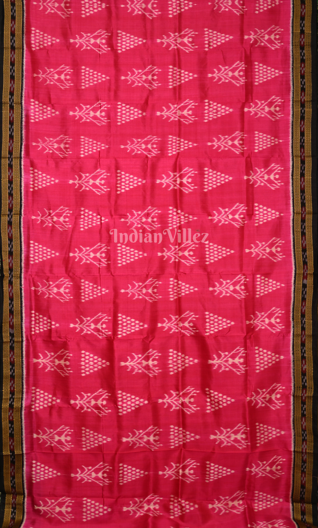 Magenta Pink Coffee Tribal  Jhoti Design Odisha  Ikat Khandua Silk Saree