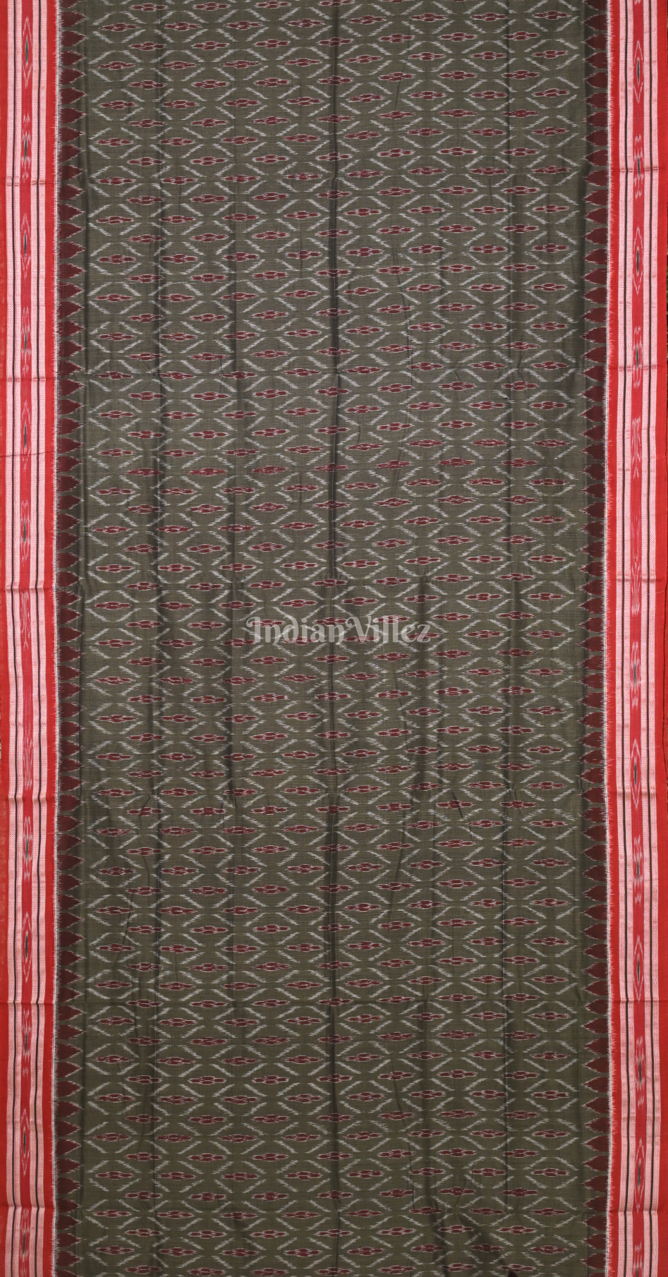 Olive Grey Maroon Odisha Ikat Maniabandha Cotton Saree