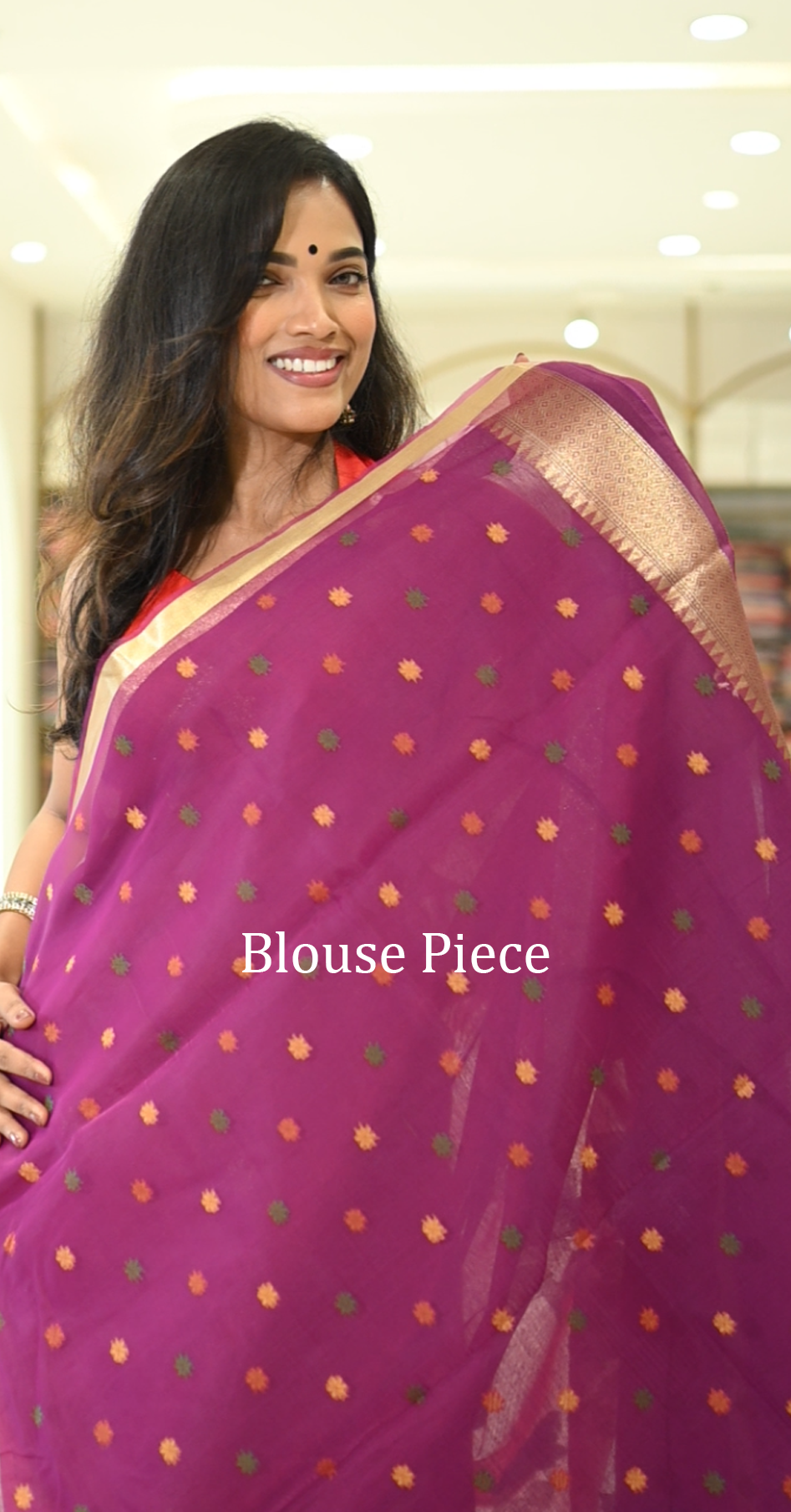 Purple Linen Saree with Yellow Floral Pallu