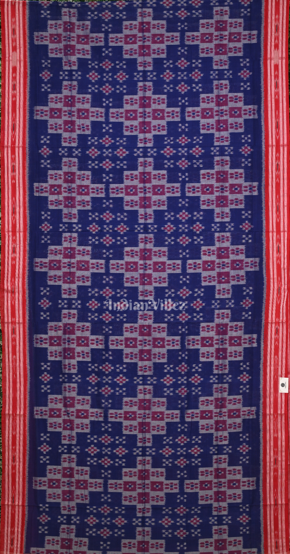 Blue Maroon Pasapali 5D Odisha Ikat Sambalpuri Cotton Saree