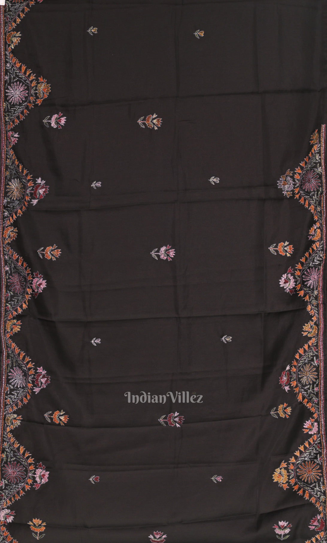 Black Tussar Silk Saree With  Hand Embroidery Work