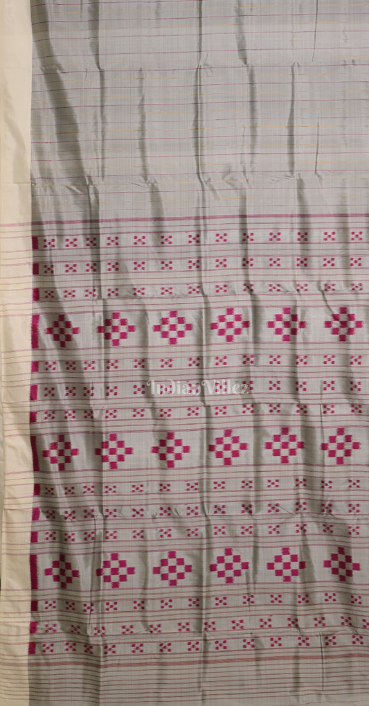 Grey Pink Contemporary Designer Silk Saree with Pasapali Anchal