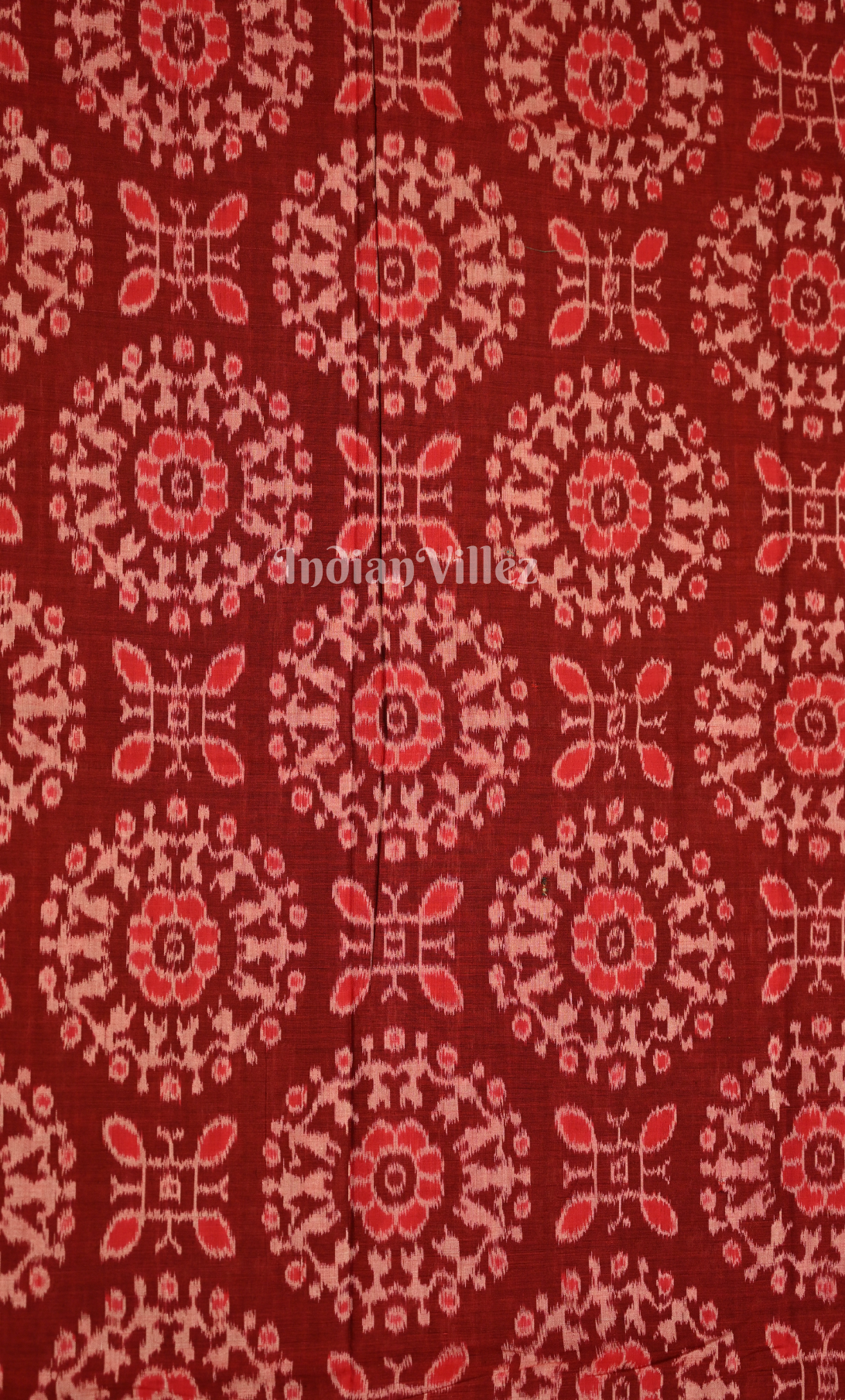 Maroon Red Tribal Design Odisha Ikat Sambalpuri Dress Set & Dupatta 