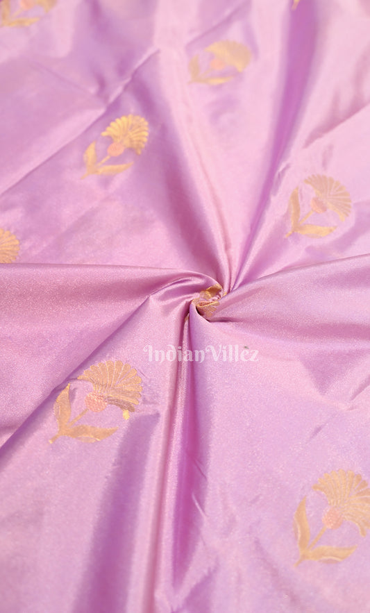 Lavendar Red Zari woven Pure Kanjivaram Silk Saree 