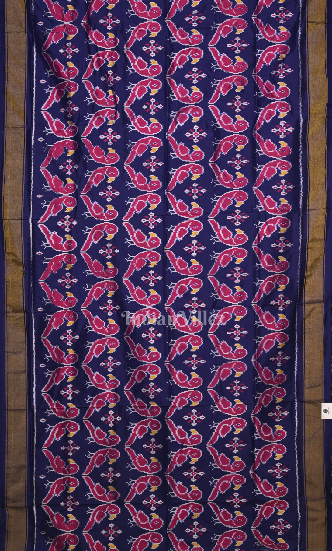 Pink Blue Pochampally Ikat Silk Saree