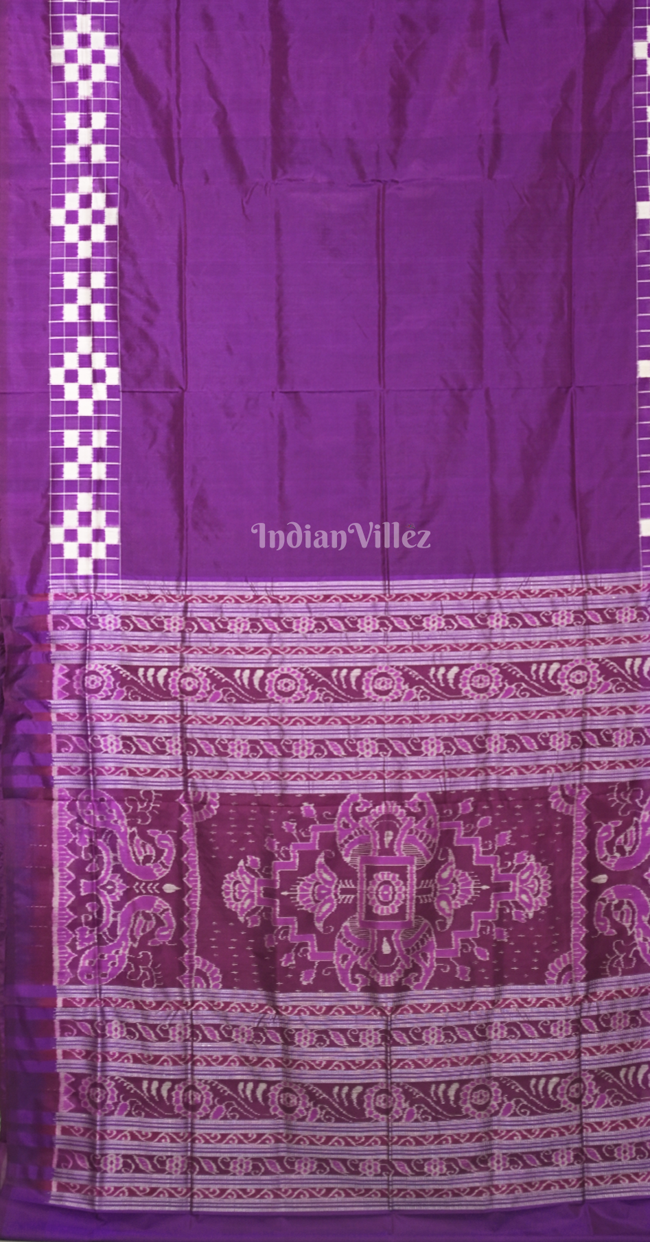 Purple White Pasapali Border Odisha Ikat Sambalpuri Silk Saree 