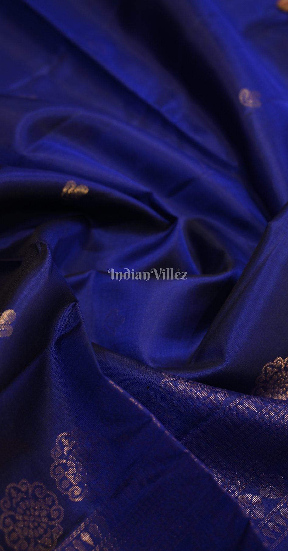 Royal Blue Pure Kanjivaram Soft Silk Saree with Doli Barat Border