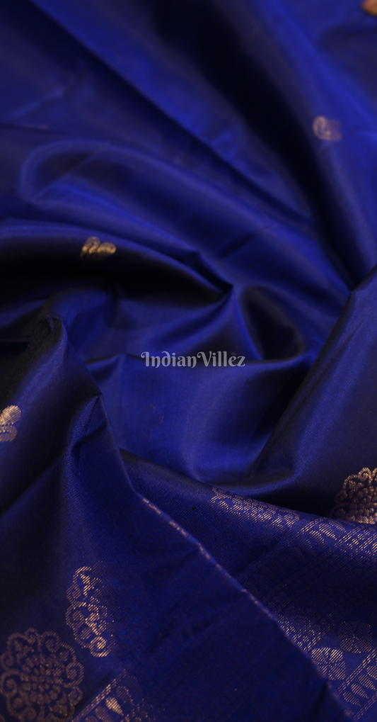 Royal Blue Pure Kanjivaram Soft Silk Saree with Doli Barat Border
