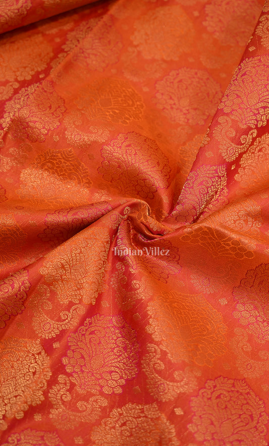 Elegant Red Brocade  Pure Kanjivaram Silk Saree with Gold Border