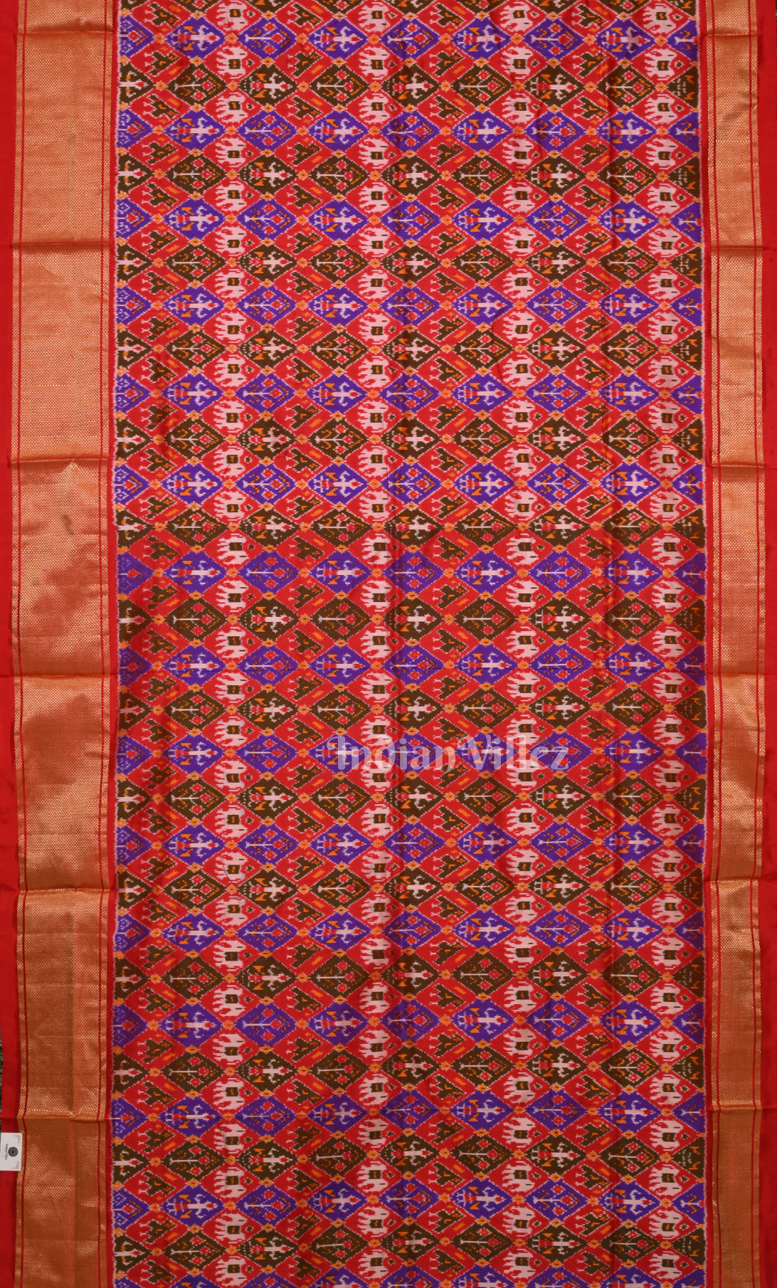 Dark Red Pochampally Ikat Silk Saree