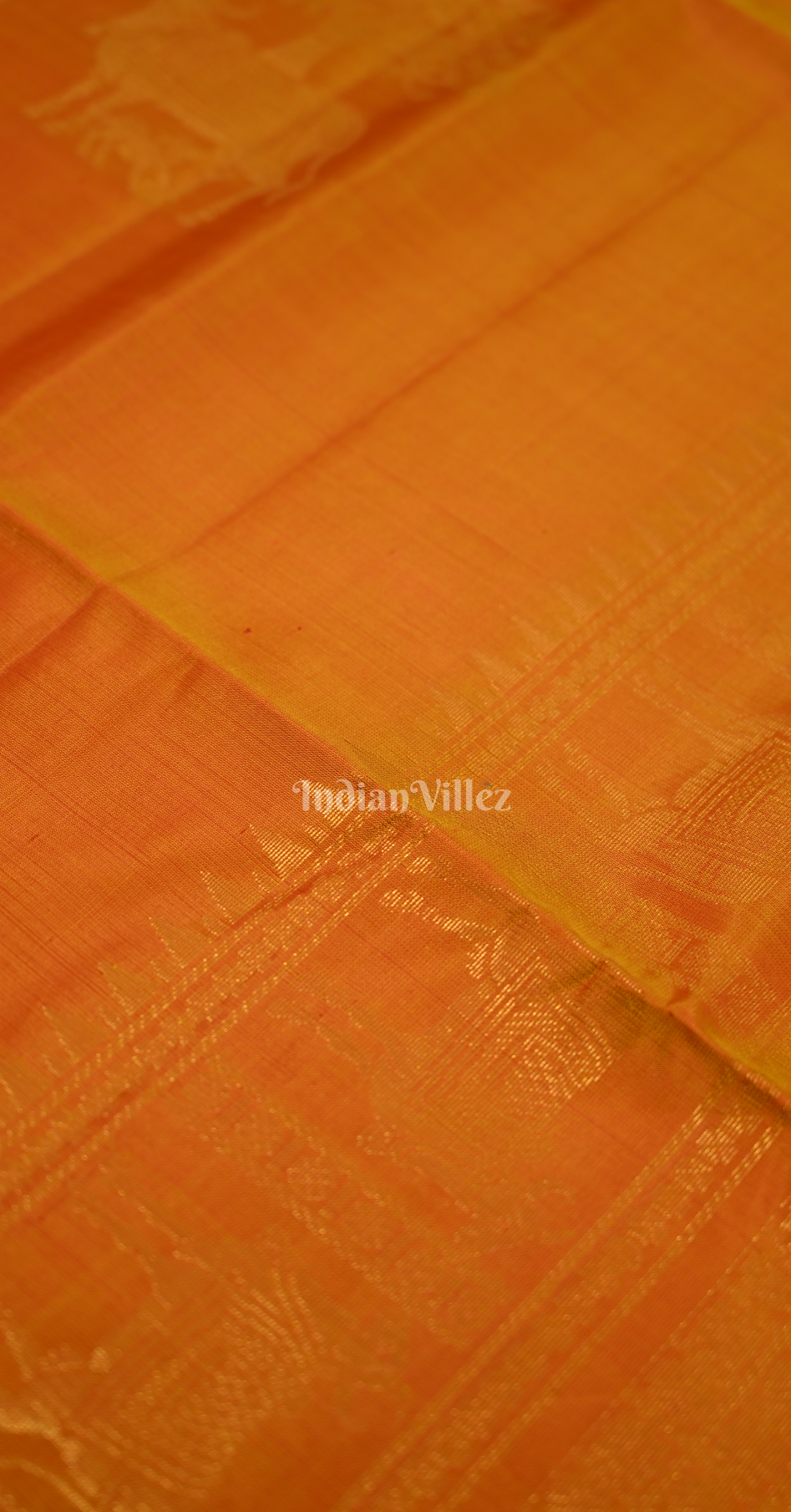 Orange Golden Zari Pure Kanjivaram Soft Silk Saree 