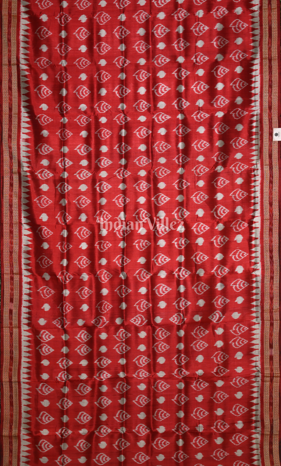 Maroon Red Sankha Design Odisha Ikat Khandua Silk Saree 