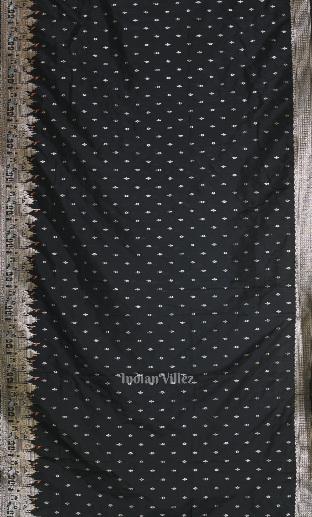 Black Buta Handwoven Banarasi Katan Silk Saree with Kashi Ghat Weaves 