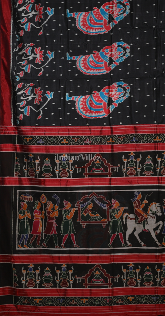 Black Maroon Nartaki Contemporary Designer Silk Saree with Doli Barat Pallu
