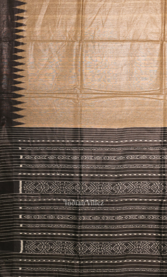 Cream Black Gopalpur Tussar Silk Saree 