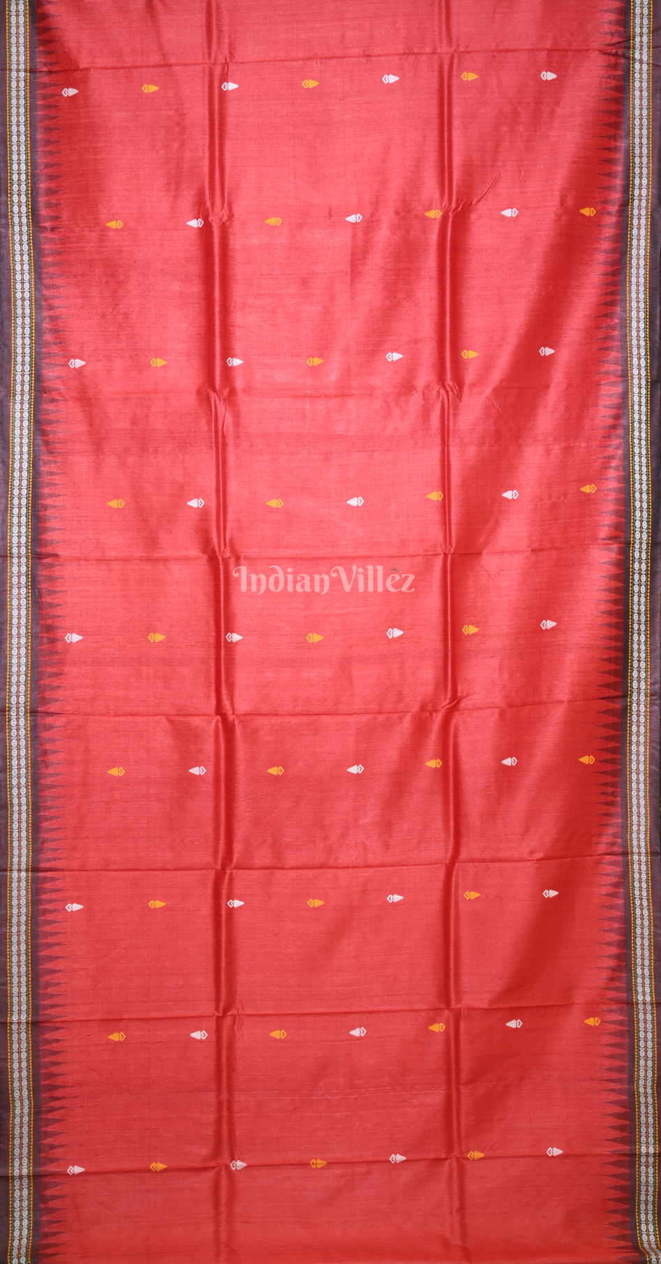 Red  Maroon Tirupati Temple Theme Gopalpur Tussar Silk Saree 