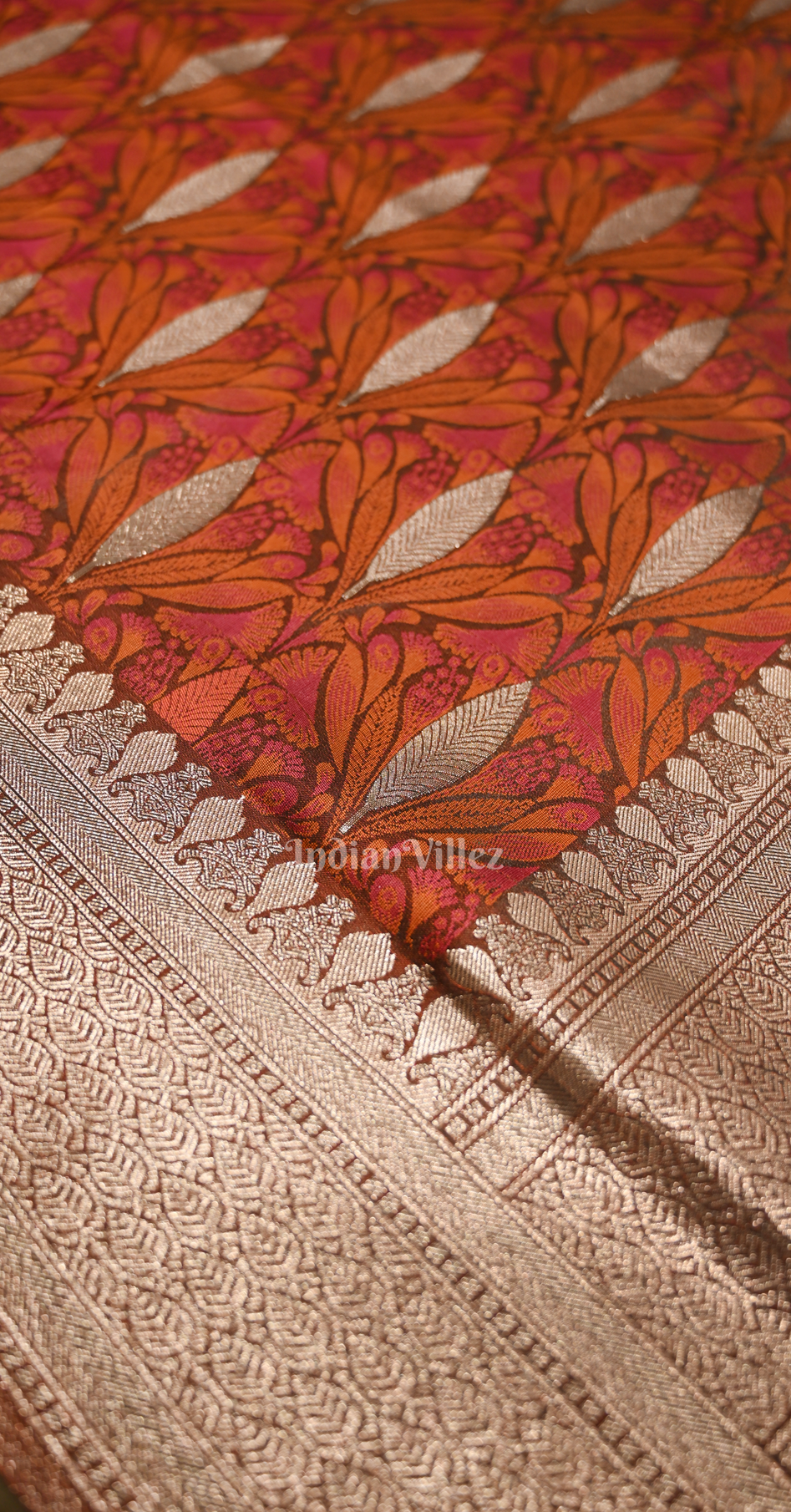 Maroon Zari Banarasi Satin Silk Saree