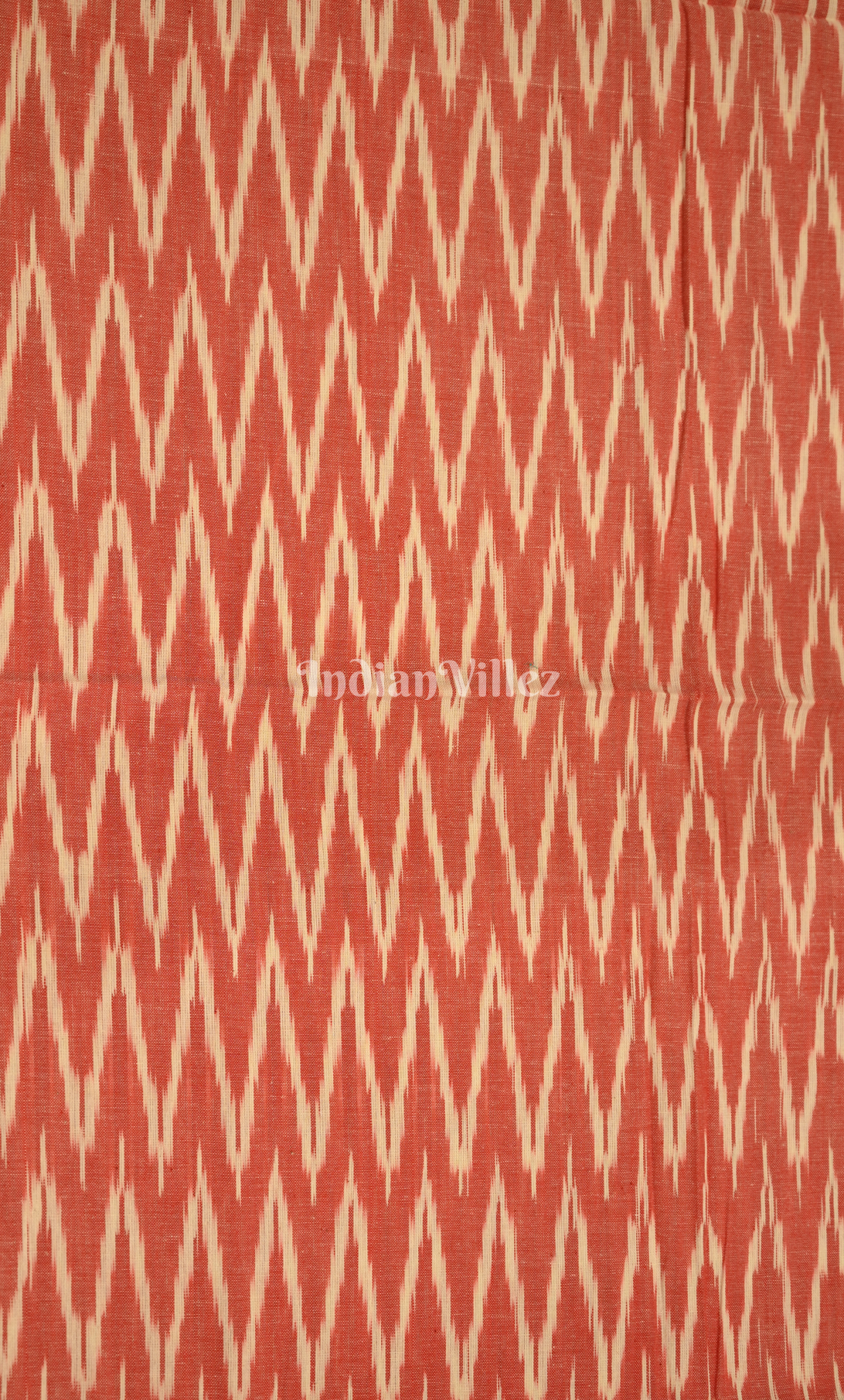 Light Red Pochampally Ikat Cotton Unstitched Suit Sets
