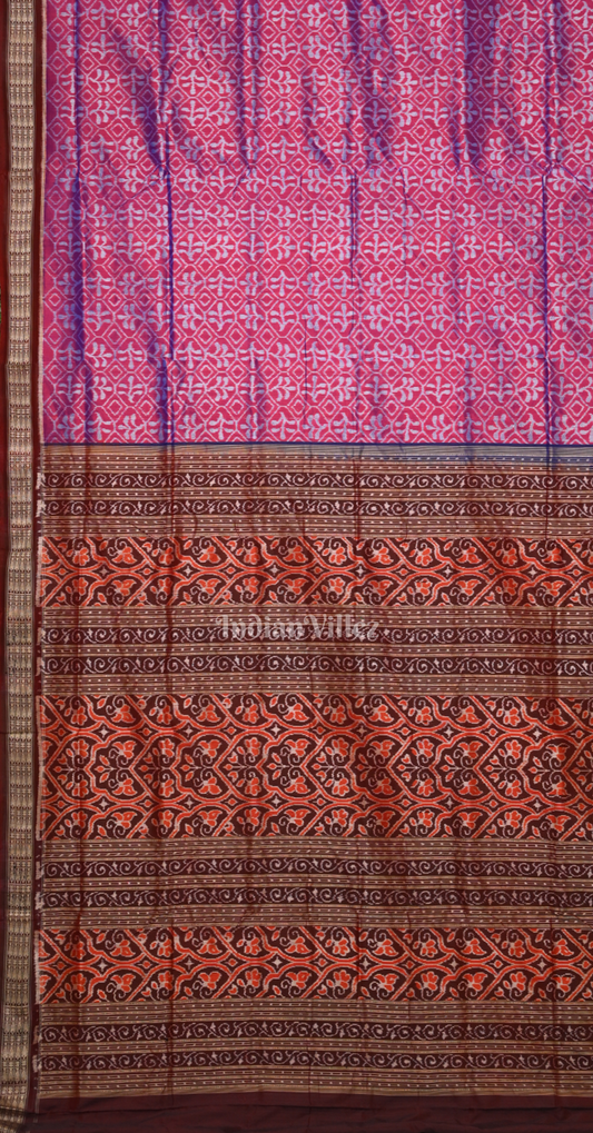 Magenta Pink Maroon Tribal Motif Odisha Ikat Sambalpuri Silk Saree