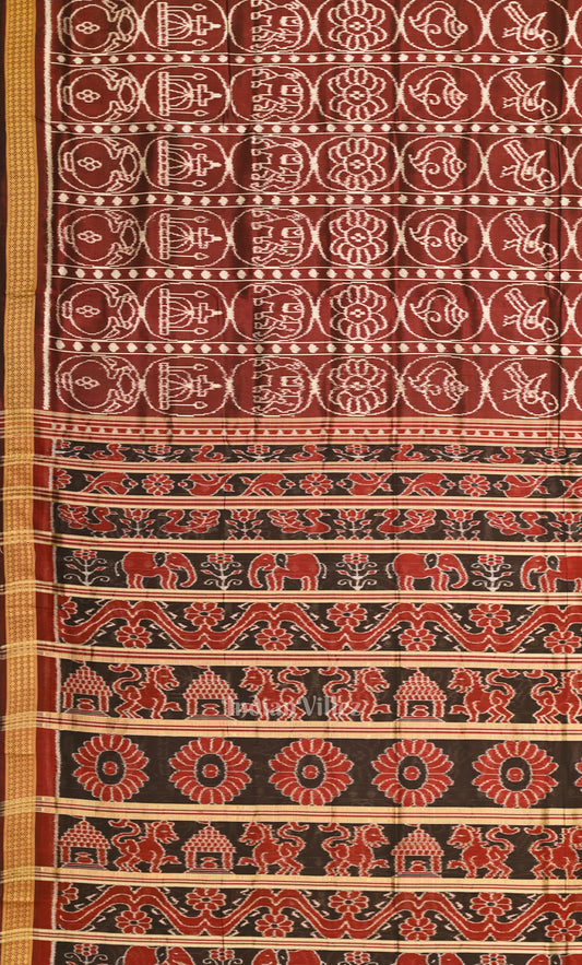 Red Nabakothi Odisha Ikat Sambalpuri Silk Saree