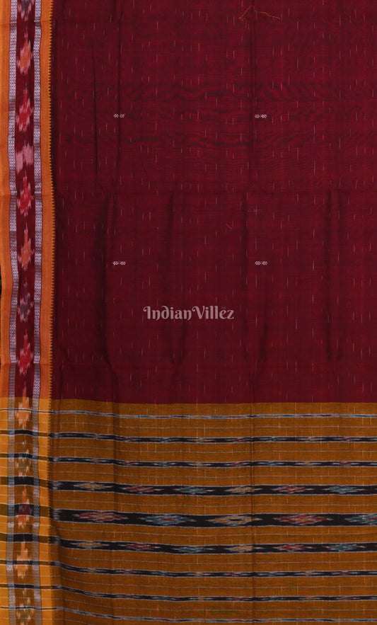 Purple Brown Odisha Ikat Maniabandha Cotton Saree 