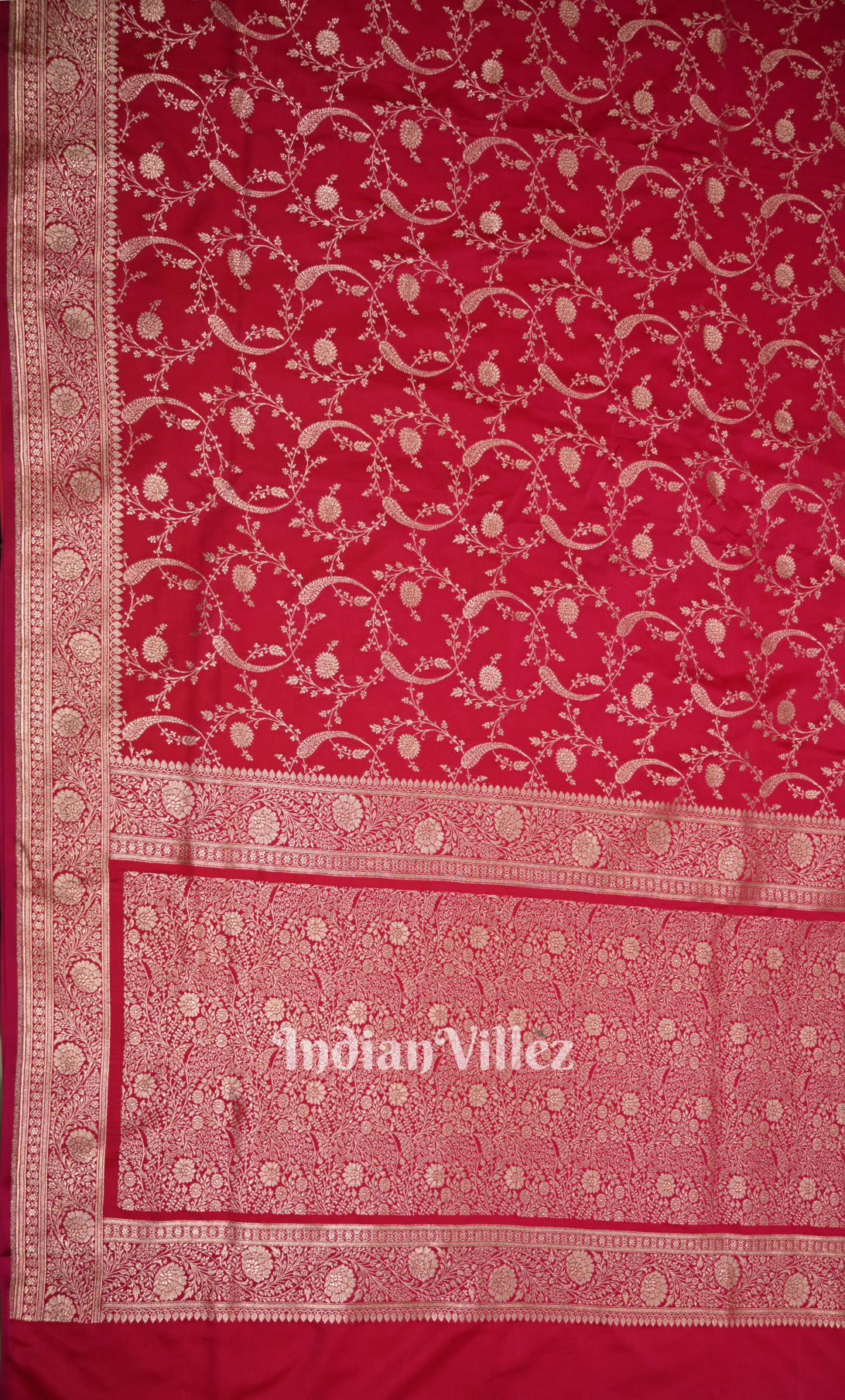 Rani Pink Mashru Satin Silk Banarasi Saree With Jaal Pattern