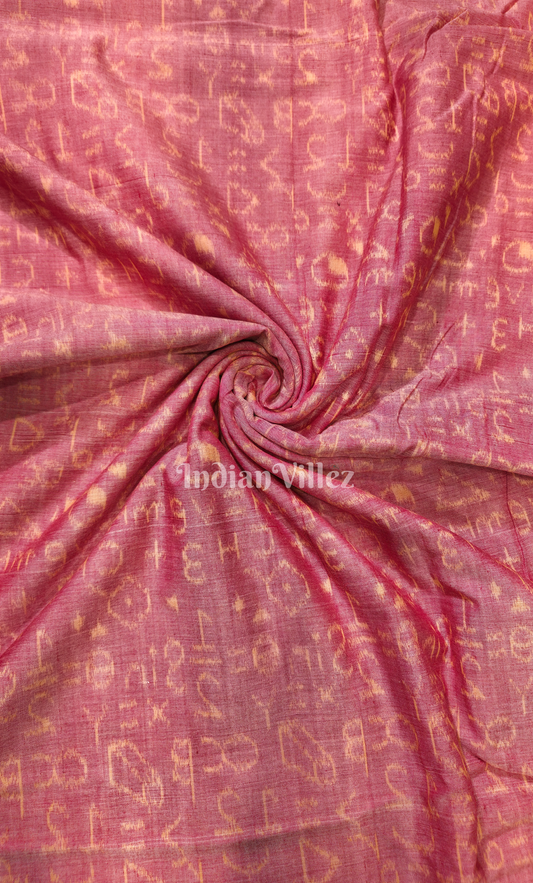 Maroon Chemical Formula Theme Sambalpuri Odisha Ikat Cotton Fabric