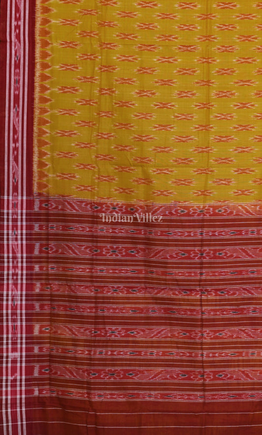 Mehendi Green Maroon Odisha Ikat Maniabandha Cotton Saree 