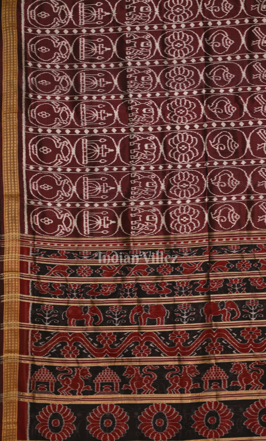 Coffee Odisha Ikat Sambalpuri Silk Saree