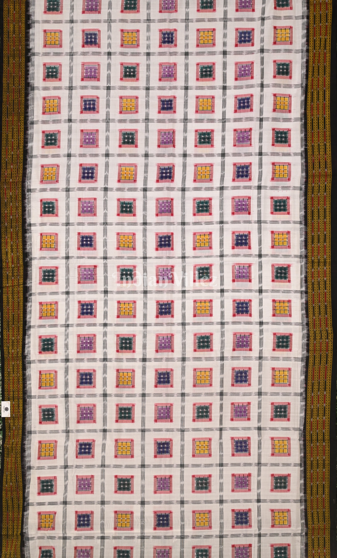 White Black Aswini Odisha Ikat Sambalpuri Cotton Saree 