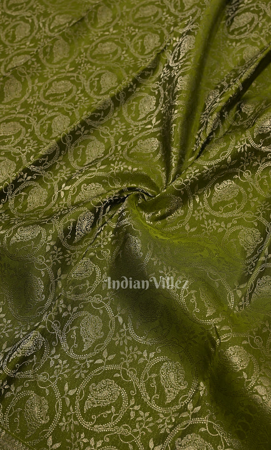 Mehendi Green Brocade Pure Kanjivaram Silk Saree