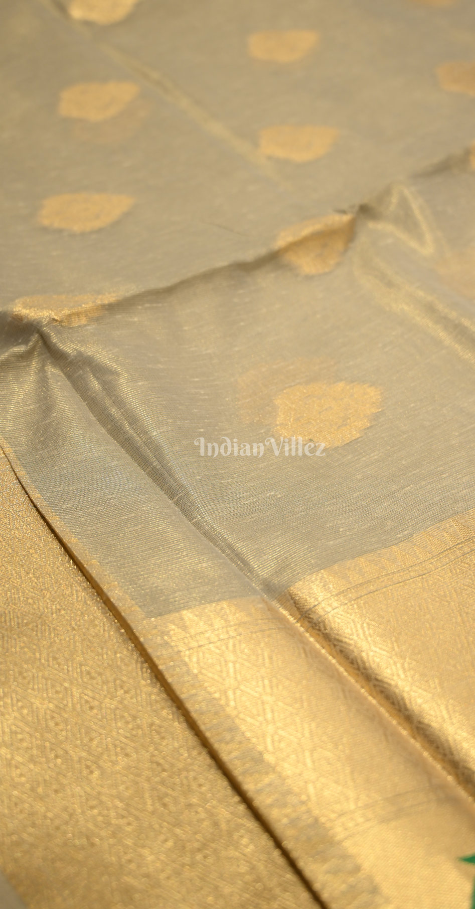 Grey Linen Tissue Kora Silk Saree With Paithani Pallu