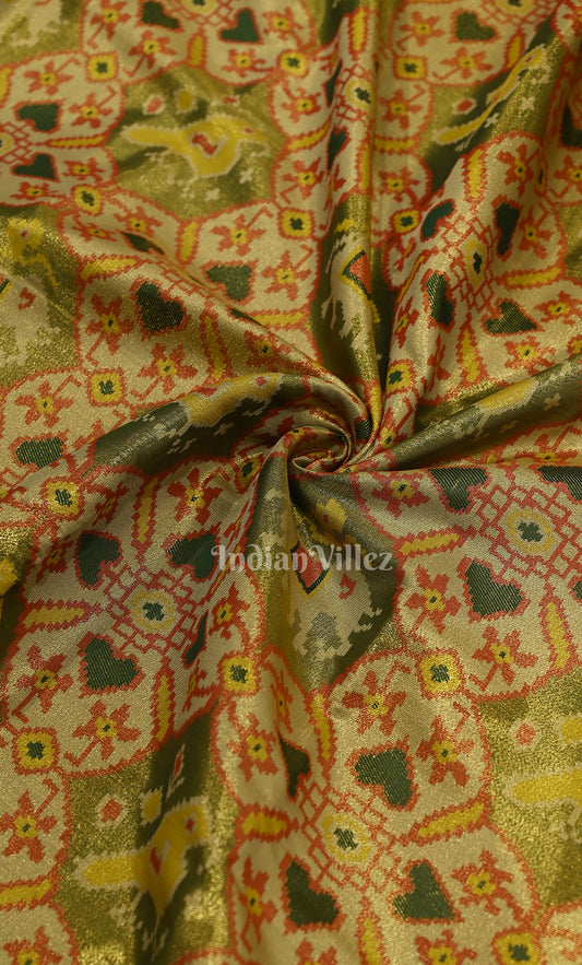 Olive Green Digital Print Kanjivaram Silk Saree