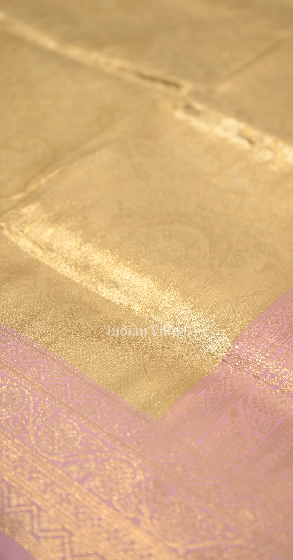 Beige Pink Pure Tissue Kanjivaram Silk Saree