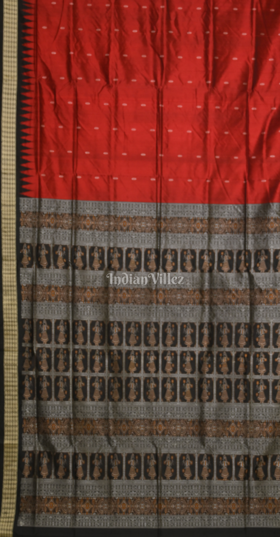 Maroon Black Buti Design Odisha Ikat Bomkai Silk Saree
