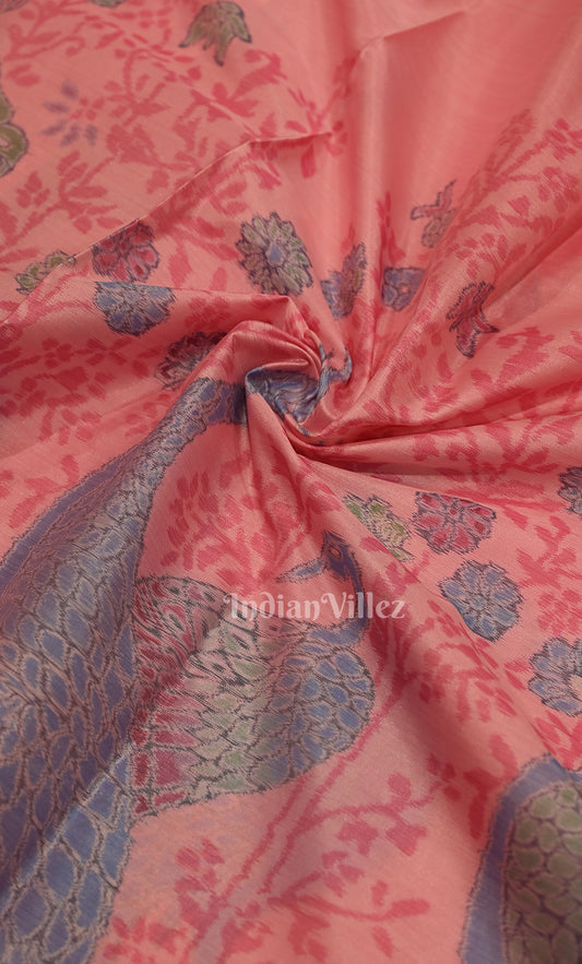  Pink Digital Print Kanjivaram Silk Saree 