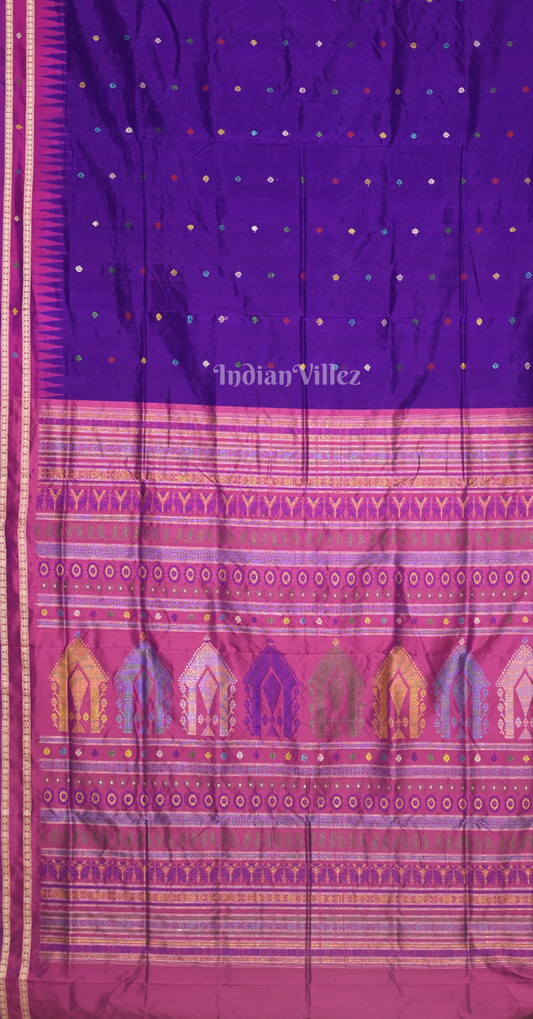 Purple Magenta Pink Dolabedi Odisha Ikat Bomkai Sambalpuri Ikat Silk Saree 