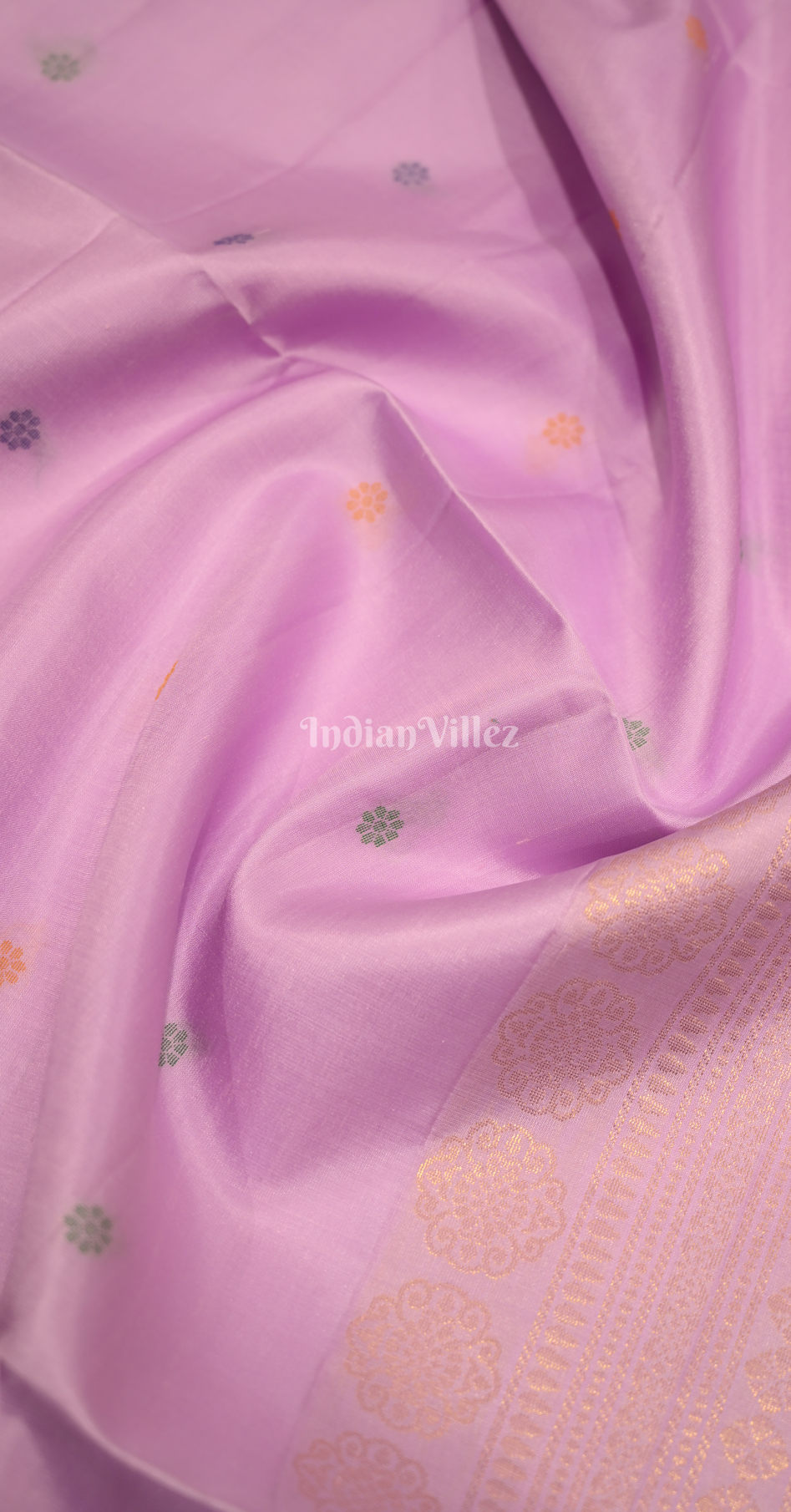 Pink Hibiscus  Motif  Pure Kanjivaram Soft Silk Saree