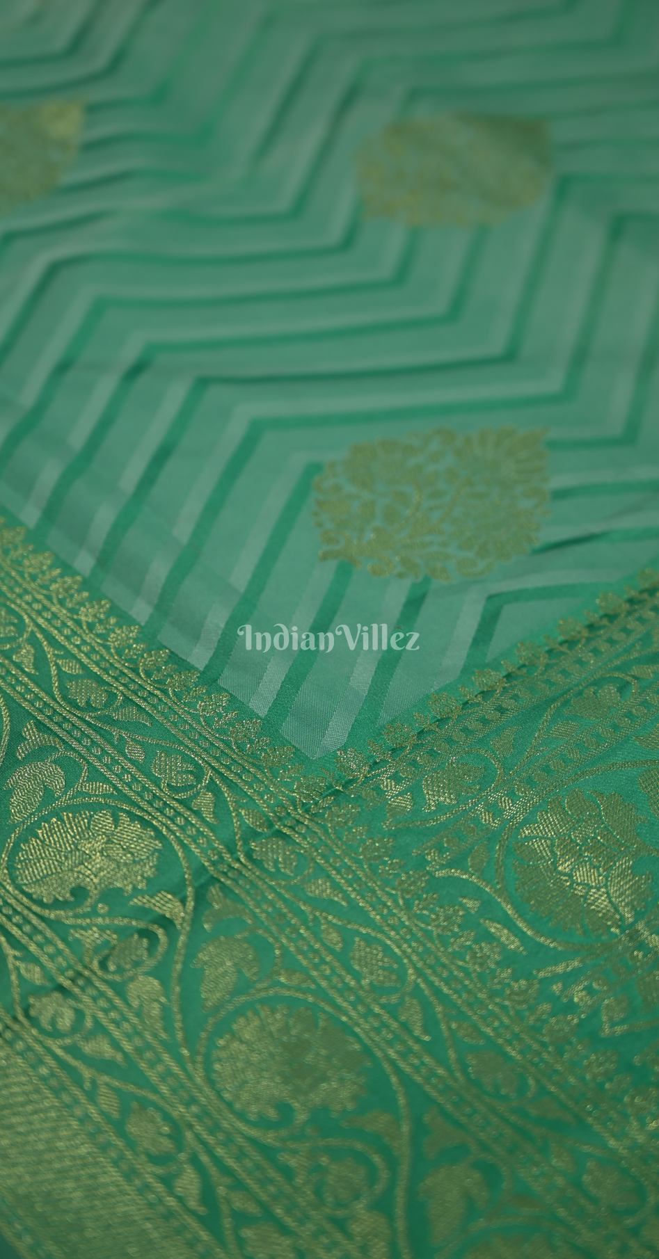 Sky Blue Two Tone Leheriya Banarasi Satin Silk Saree