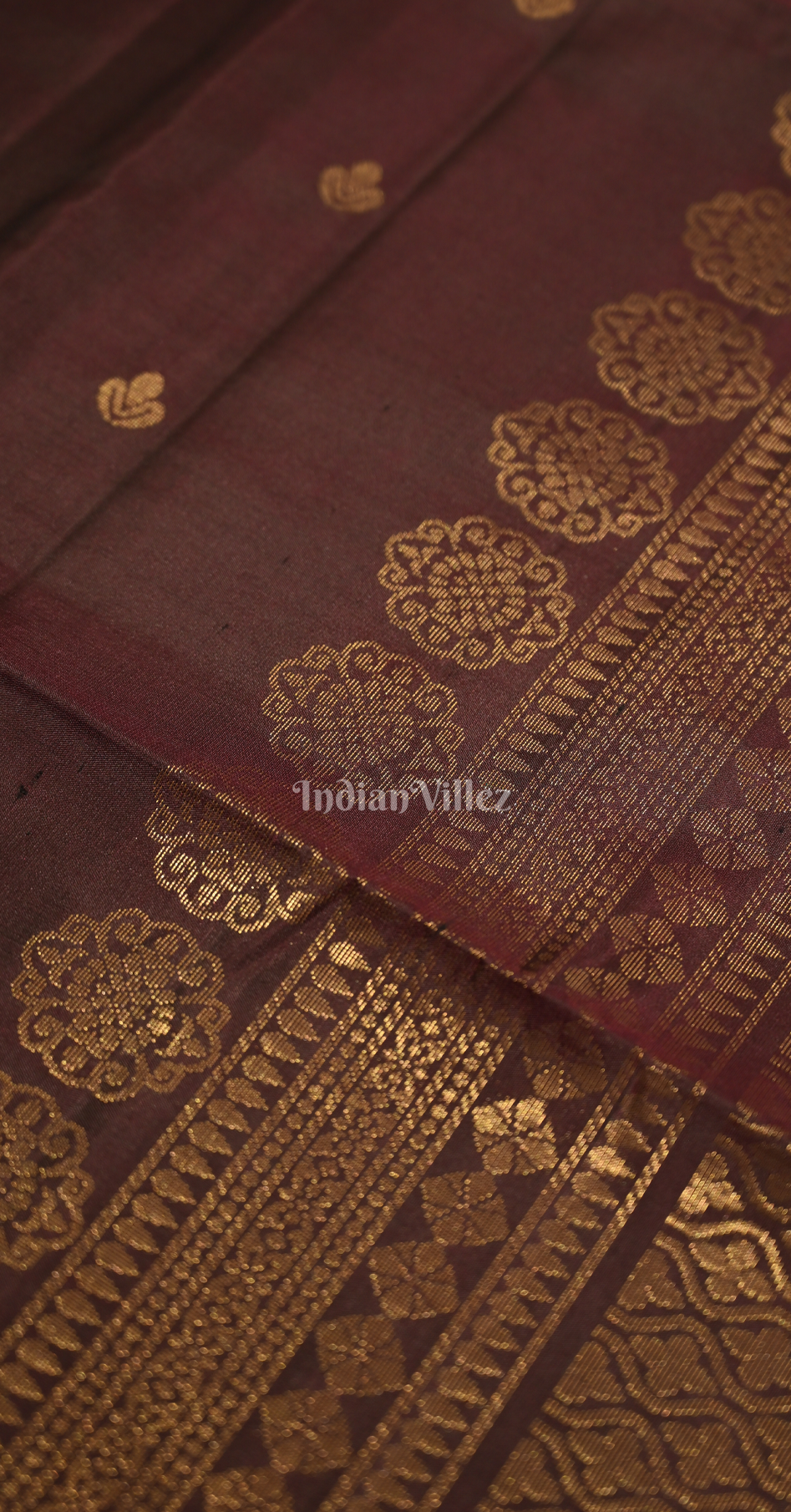 Coffee Golden Doli Barat Pure Kanjivaram Soft Silk Saree 