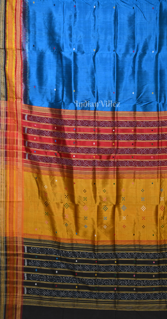 Royal Blue with Multicolor Kathiphera Odisha Ikat Khandua Silk Saree